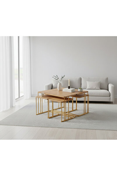 ZİGON SEHPA TAKIMI MOBİLYA 5li TEKERLEKLİ 4+1 ORTA SEHPA