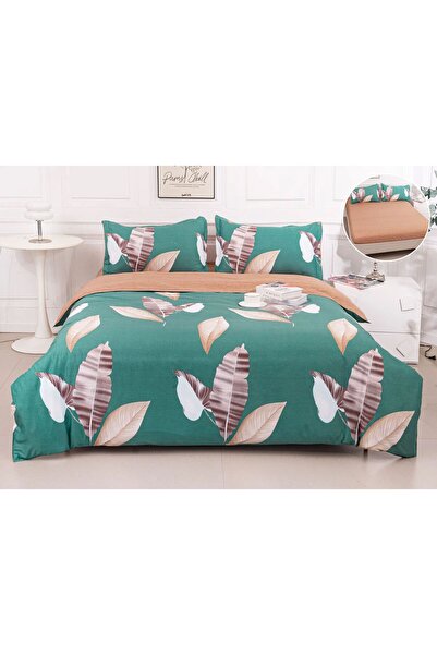 trendyhome Double Bed Linen Satin Cotton with Elastic, 4 Pieces, 180×200