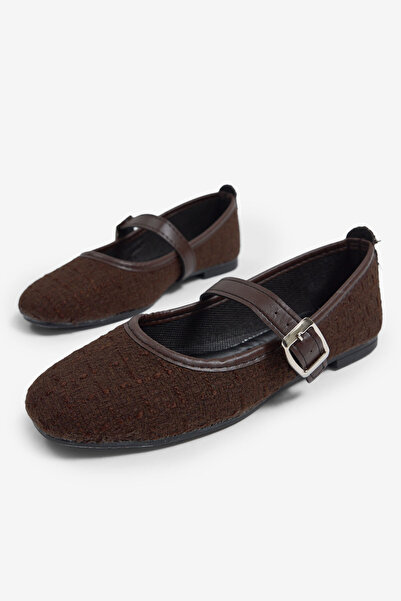 Tonny Black Women's Brown Women's Casual Ballerinas with Top Belt and Buckle