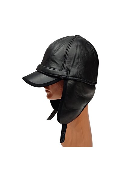 Zemheriden Genuine Leather Pilot Hat Black