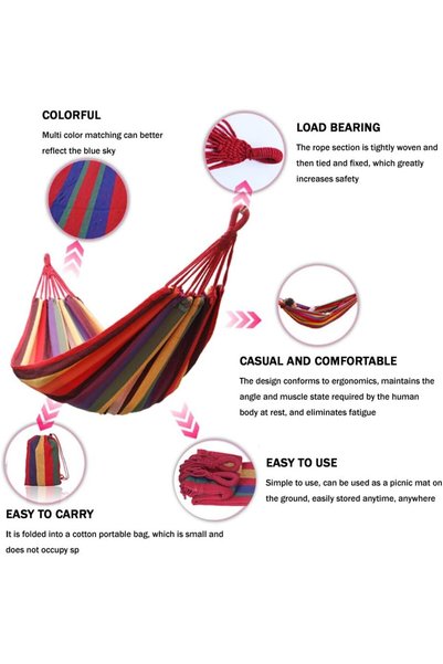 Generic Outdoor Garden Camping Rainbow Hammock with Carrying Bag