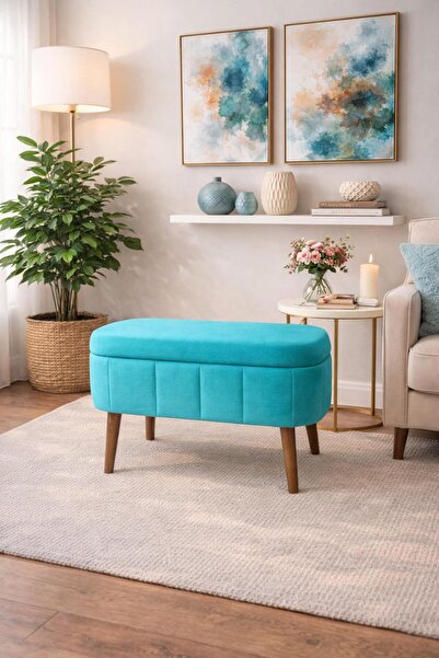 KOKİ DESİGN MİNİ OSLO Babyface Turkuaz Yeşili Sandıklı Bench Puf