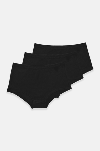 Malabadi Women's Black 3-Pack Wide-Ribbed Non-Marking Modal Panties 3m1906