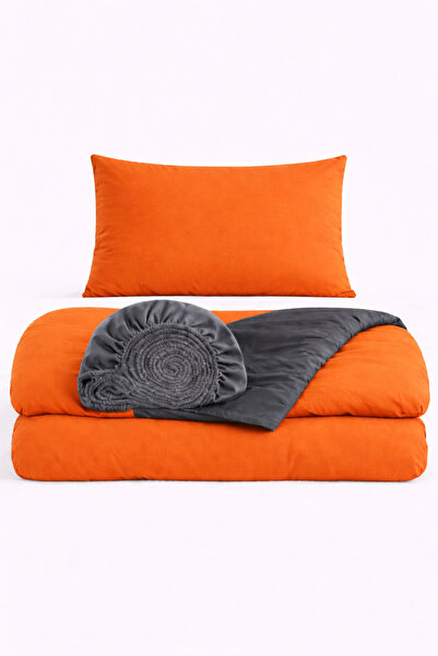 İQON Elastic Sheet Duvet Cover Set Single Size Otlt1 Trncu-Grey