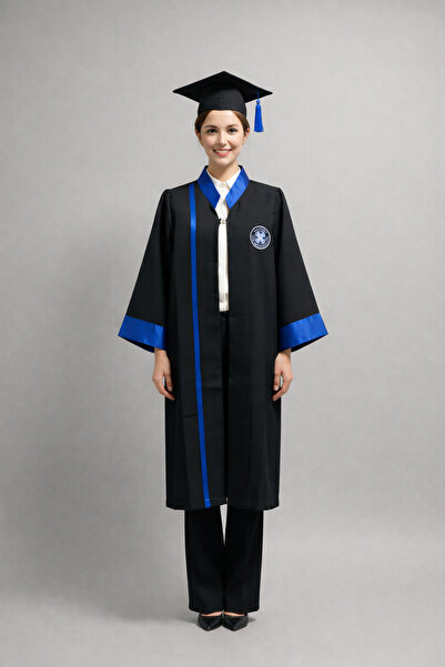 AYDAĞ ÜNİVERSİTE MEZUNİYET CÜBBESİ VE KEPİ LACİVERT VE SAKS UNİSEX