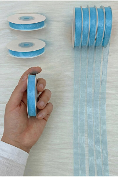 ZEYMERADE Panglică din tul organza albastră 1 cm 22 m, Mireasă, Pachet, Logod...