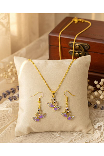 Shiklik 2-Piece Gold Color Zircon Stone Peacock Model Jewelry Set - 60 cm Nec...