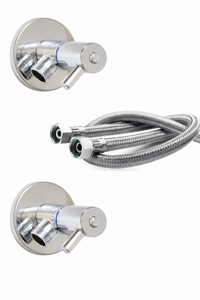 RocciArmatur طقم توصيل المرحاض مع خرطوم فليكس و2 قطعة من صنبور المرحاض