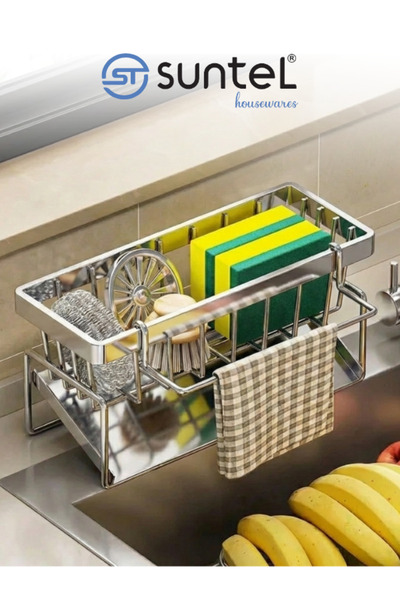 Suntel موزع الصابون السائل ومنظم وعاء الإسفنجة على سطح الطاولة