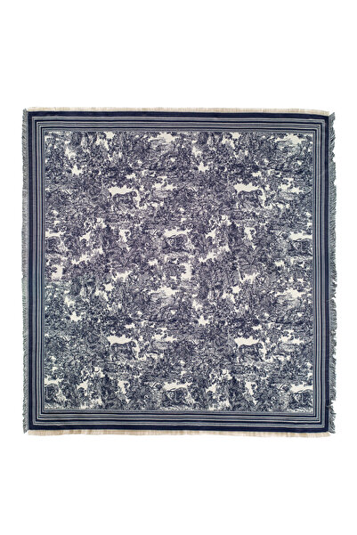 CASHMERE AND SİLK MAWLANA (120 X 120) Modal Silk Square Double Printed Shawl