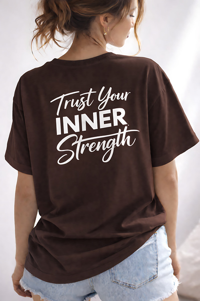 ArtYus Trust Your Inner Strength Back Printed Cotton Relaxed Fit Round Neck U...