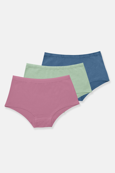 Malabadi Women's Blue Green Dusty Rose 3-Pack Wide Edge Non-Marking Modal Pan...
