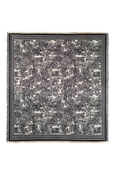CASHMERE AND SİLK MAWLANA (120 X 120) Modal Silk Square Double Printed Shawl