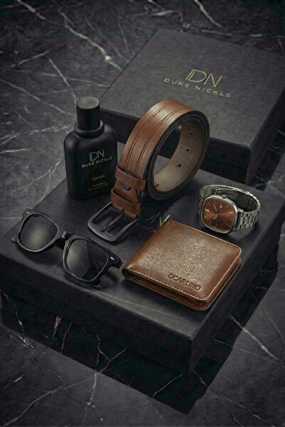 Duke Nickle Erkek Kahverengi Kadran Kol Saati Kahverengi Cüzdan Kemer Gözlük ...