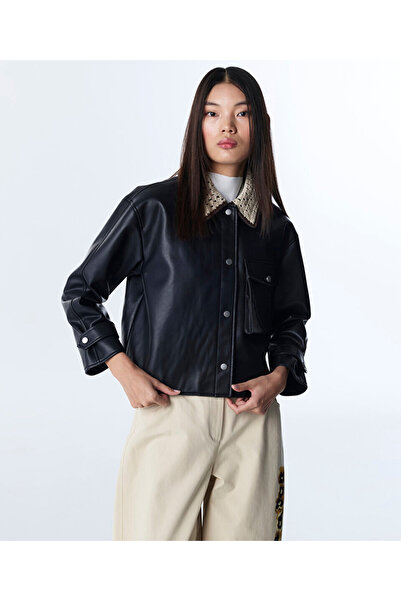 Twist KROŞE YAKALI DERİ GÖRÜNÜMLÜ MONT