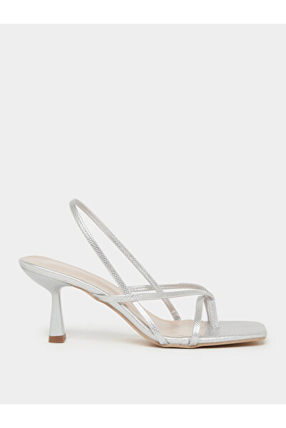 Styli Silver Strappy Kitten Heel Sandals