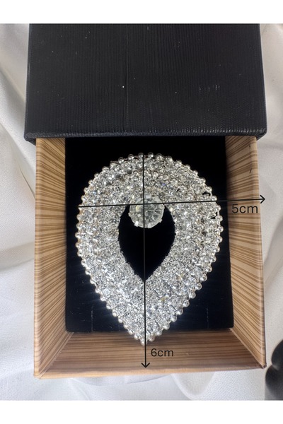 jasmina store damla formlu iğneli kristal taşlı broş