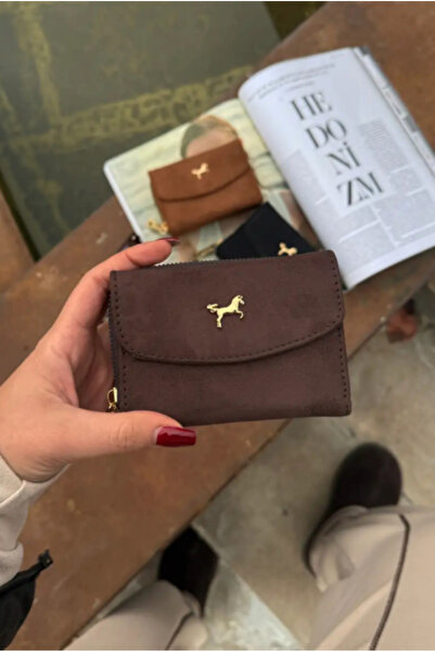 Merlina Jewelry Mini kadın cüzdan koyu kahve süet