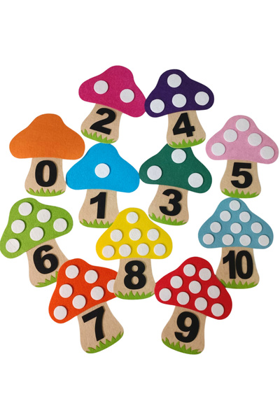KECENGUZELTASARIM Keçe Mantar Sayılar Seti, Mantar Rakamlar Seti, Figürlü, Ok...