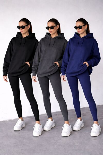 LOSMARY 3 Pieces Winter Hooded Sweatshirt with Pockets