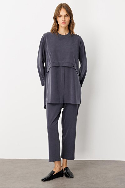 Micca Soft Örme (miccell %55 doğal içerik) Elişi Detaylı Pantalon Kombin Takı...