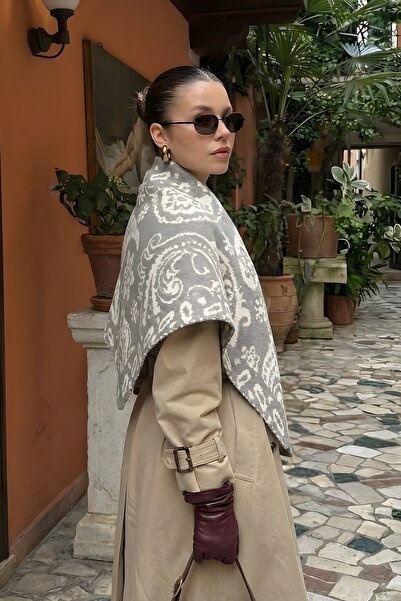 BAHELS Eșarfă triunghiulară pentru femei, cu model etnic vintage, reversibilă