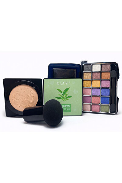 QILAIYI Makeup Set – CC Cream Cushion Green Tea + Multicolor Eyeshadow Palett...