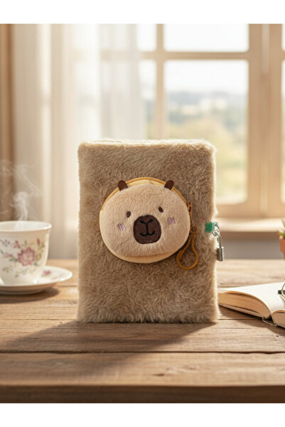 Bam Capybara Bag Striped Lockable Plush Notebook 80 Sheets