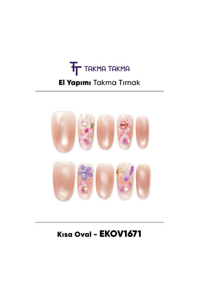 Takma Takma Takma Tırnak Nail Art Ten Rengi XS Beden Kısa Oval 10'lu El Yapım...