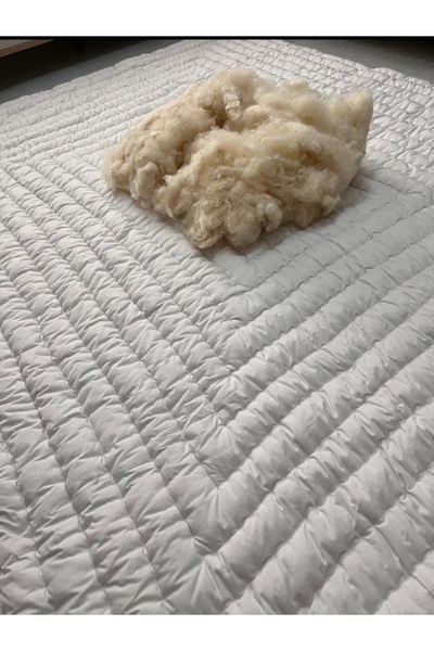 Home Geleneksel El İşi Yün Yorgan Çift Kişilik YANINDA ıkı adet beyaz fermarl...