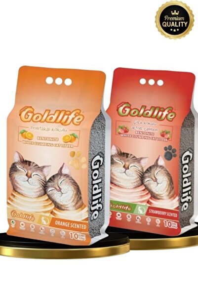 Goldlife Gold Premium 2*10 Litre Kedi Kumu (Portakal 10 litre + Çilek Kokulu ...