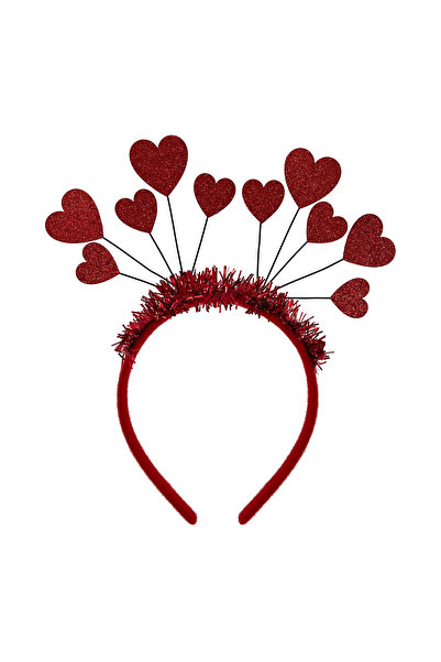 Party Magic Valentine Headband – Classic Red Heart Hair Accessory for Women, ...