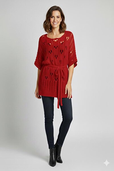 Cockatoo Belted Openwork Knitwear Blouse / Fits Sizes 36 & 46