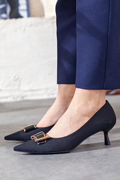 Adım Adım Black Satin Low Heeled Shoes