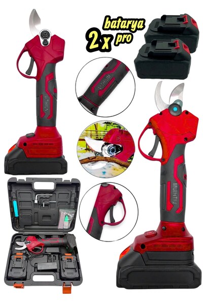 MOONSHOP 256 Vf Çift Akülü Çelik Şanzuman Göstergeli Şarjlı Dal Ağaç Kesme Ba...