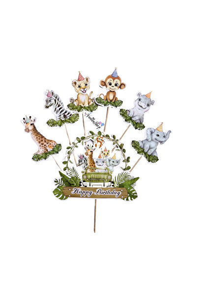 Mirific Party Multicolor Animal Cake Topper Set