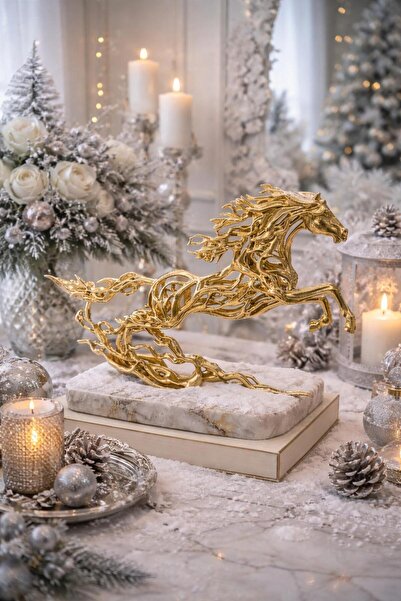 ersu store Tasarım Rüzgarda Koşan At Figürü Obje Biblo Ev Ofis Dekorasyon