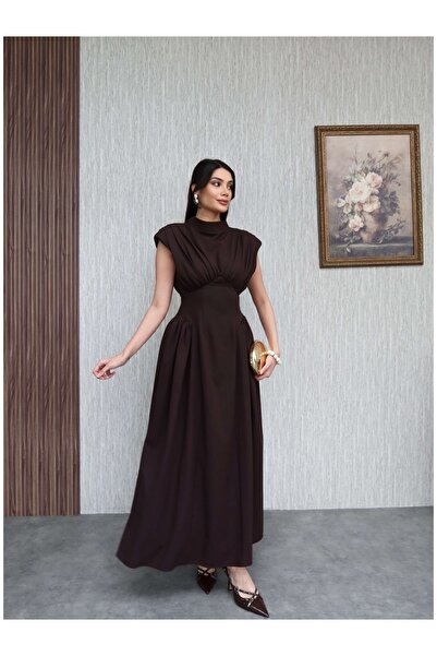 ESRAHELVACI Padded Back Tie-Up Zero Sleeve Dress