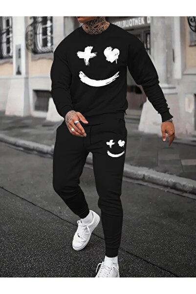 mercoledi Gulen Face Printed Unisex Women/Men Crewneck Oversize Bottom/Top Sw...