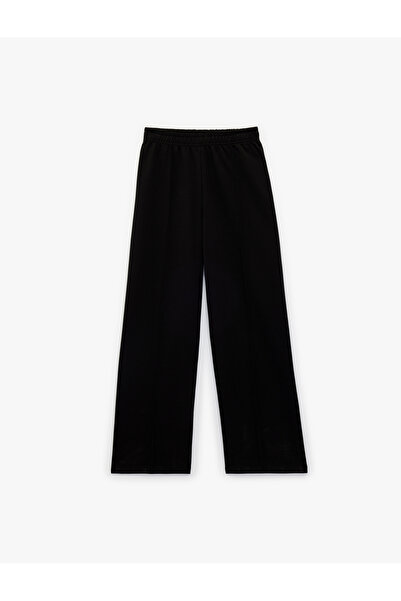 Koton Cotton Ribbed Wide-Leg Sweatpants with Elastic Waist