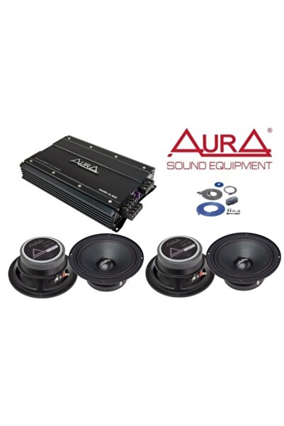 AURA AMP 4.60, 4 channels, 150W, Class AВ Midrange Car Speakers SM A654 Cable...