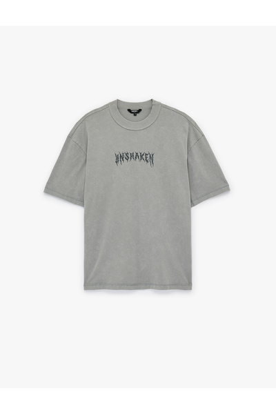 Koton Βαμβακερό κοντομάνικο μπλουζάκι με λαιμόκοψη ποδηλάτου, που πλένεται, μ...