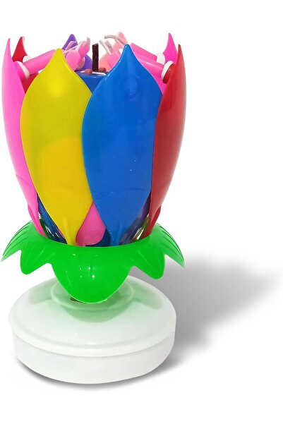 Generic شمعة لوتس موسيقية دوارة على شكل زهور لتزيين الكيك ومستلزمات حفلات الزفاف