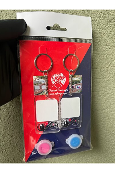 MEGA KANYON Parmak İzi 2'li Çift Anahtarlık Seti Sevgililer Aileler Arkadaşla...