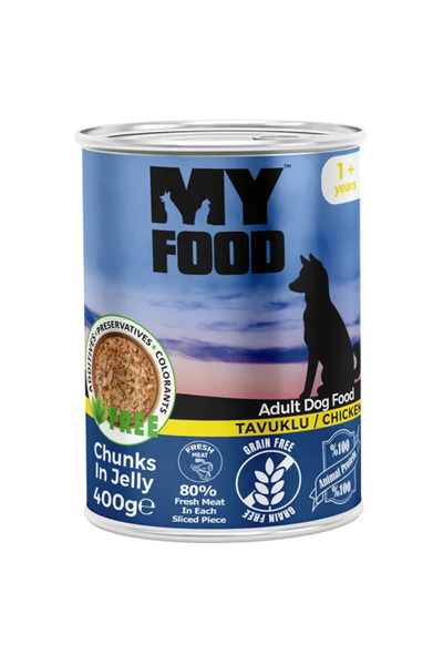 My Food Hrană umedă câini adulți bucăți de pui în sos 400 g. grain free, dige...