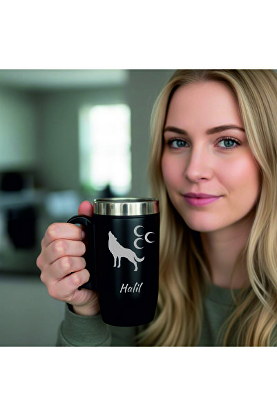 Hobi Tuning Kişiye Özel Mat Siyah Paslanmaz Çelik Termos Mug Bardak Hediyelik...