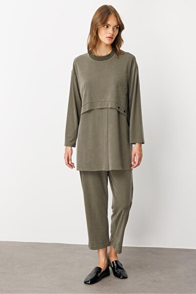 Micca Soft Örme (miccell %55 doğal içerik) Elişi Detaylı Pantalon Kombin Takı...