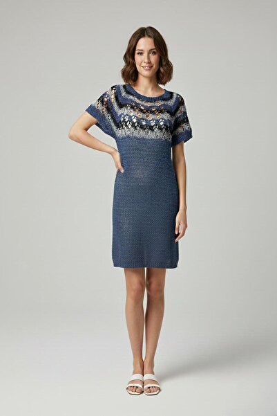 Cockatoo Luna Patterned Boat Neck Knitwear Dress, Size 36/40 Compatible
