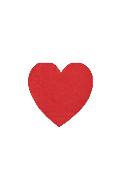 Hootyballoo 16 منديل ورقي على شكل قلب - أدوات مائدة رومانسية باللونين الأحمر ...