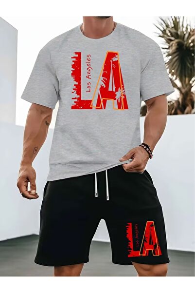 PAVRO Unisex Oversize Shorts Set Top and Bottom Two-Piece Comfortable Colorfu...